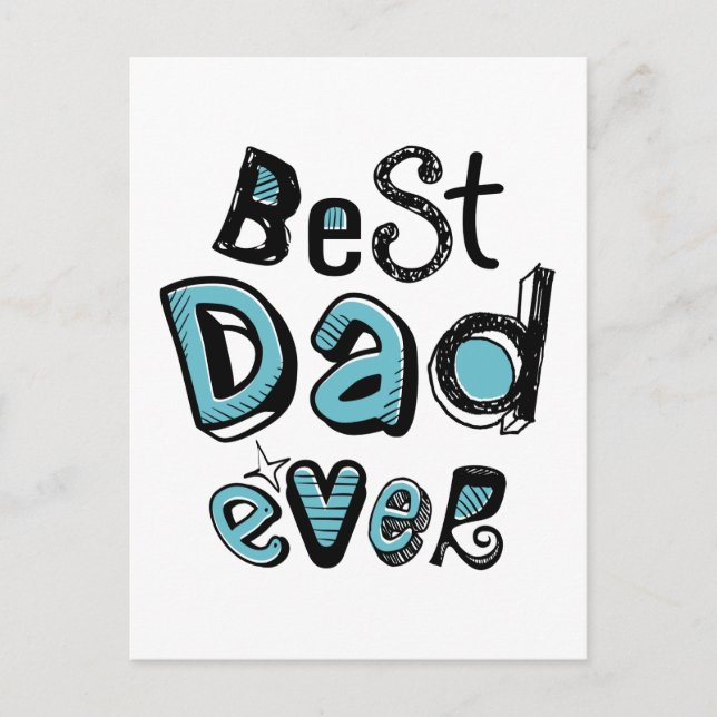 Best Dad Ever Typography Postcard (Front)