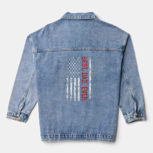 Best Dad Ever Us American Flag  For Father's Day 8 Denim Jacket