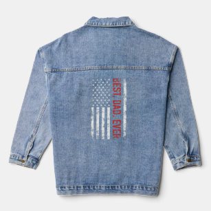 Best Dad Ever Us American Flag For Father's Day  Denim Jacket