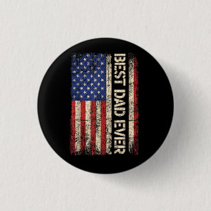 Best Dad Ever US American Flag Gifts for Father's 1 Inch Round Button