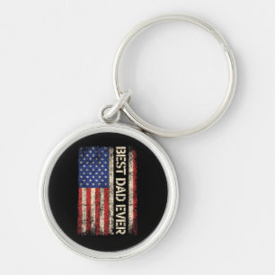 Best Dad Ever US American Flag Gifts for Father's  Keychain