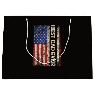 Best Dad Ever US American Flag Gifts for Father's  Large Gift Bag