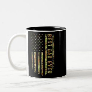 Best Dad Ever US Patriot Camouflage American Flag Two-Tone Coffee Mug