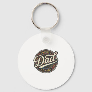 Best Dad Ever Vintage Badge T-Shirt Design_1 Keychain