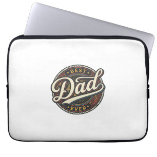 Best Dad Ever Vintage Badge T-Shirt Design_1 Laptop Sleeve