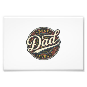 Best Dad Ever Vintage Badge T-Shirt Design_1 Photo Print