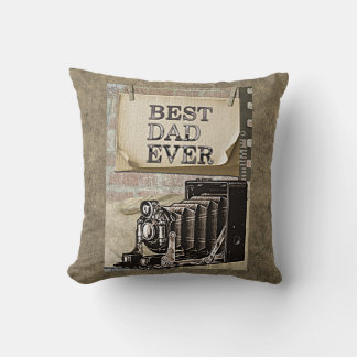 Best Dad Ever Vintage Camera Father's Day Antique Throw Pillow