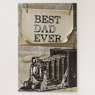 Best Dad Ever Vintage Camera Father's Day Biggest  Jigsaw Puzzle