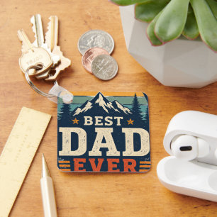 Best Dad Ever Vintage Mountain Sunset Keychain