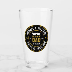Best Dad Ever Vintage Retro Badge Father's Day Glass