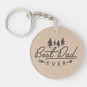 Best Dad Ever Vintage Style Trees Father's Day Keychain