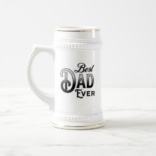 Best Dad Ever Vintage Text Black and White Beer Stein
