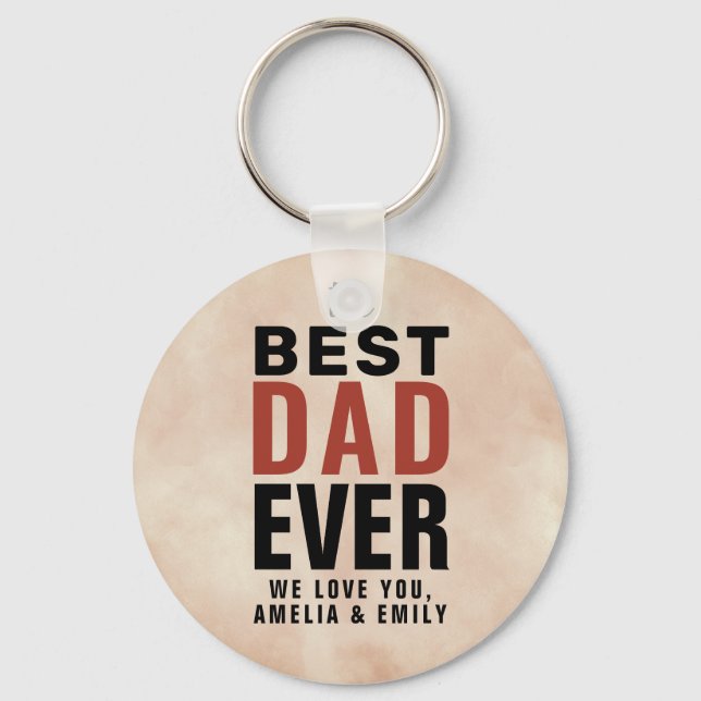 Best Dad Ever Watercolor Father`s Day Photo Keychain (Front)
