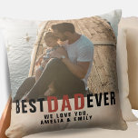 Best Dad Ever Watercolor Father`s Day Photo  Throw Pillow<br><div class="desc">Best Dad Ever Watercolor Father`s Day Photo Pillow. Blush orange watercolor background with the best dad ever text is in trendy typography. Customize the text and add your photo.</div>