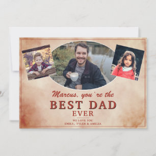Best Dad Ever Watercolor Photo Father`s Day Holiday Card