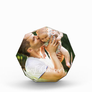 Best Dad Ever White Script Father's Day Gift Photo Block