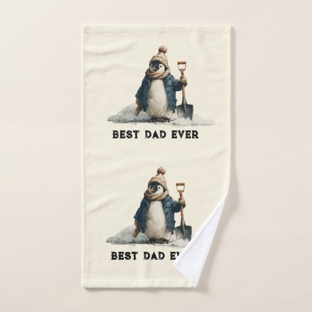 Best Dad Ever Winter Penguin Design (Serviette à main)