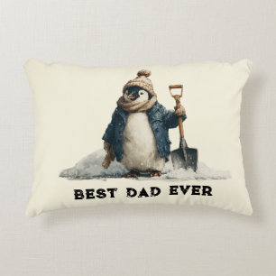 Best Dad Ever Winter Penguin Design Accent Pillow
