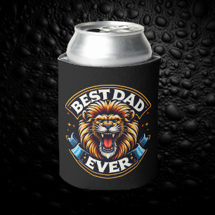 Best Dad ever with lion gift for Father's day Can Cooler