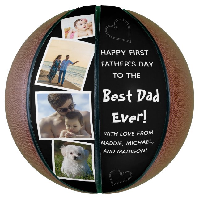Best Dad Ever With Love Photo Collage Father's Day Basketball (Vertical)