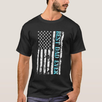 Best Dad Ever With Us American Flag Cute Father'S  T-Shirt