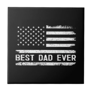 Best Dad Ever with US American Flag Gifts Fathers  Tile