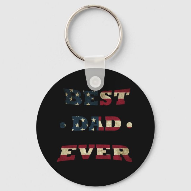 Best dad ever with us american flag keychain (Front)