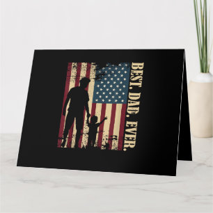 Best Dad Ever With Us American Flag Vintage For Fa Card