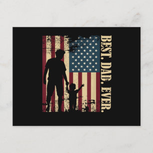 Best Dad Ever With Us American Flag Vintage For Fa Enclosure Card