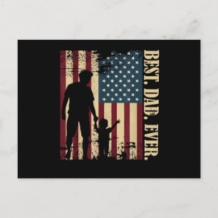 Best Dad Ever With Us American Flag Vintage For Fa Postcard