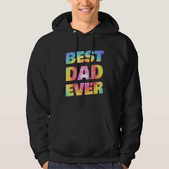 Best Dad Ever With US Flag Tie Dye Fathers Day Hoodie (Front)
