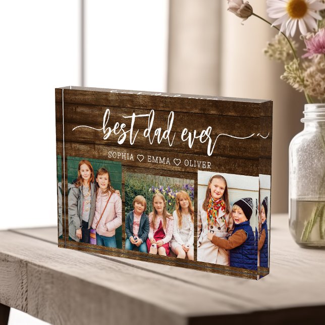 Best Dad Ever - Wood Father's Day Photo Collage (Creator Uploaded)