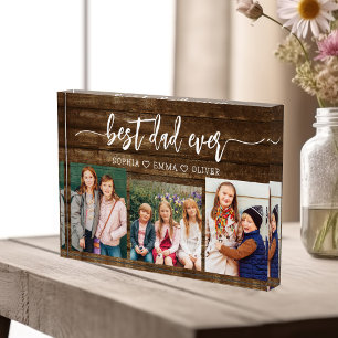 Best Dad Ever - Wood Father's Day Photo Collage Block