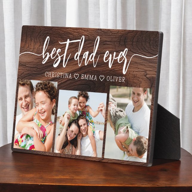 Best Dad Ever Wood - Father's Day Photo Collage Plaque (Creator Uploaded)