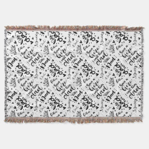 Best Dad Ever Word Art Black White Father's Day Throw Blanket