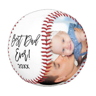Best Dad Ever Year 2 Photo Brush Script Baseball