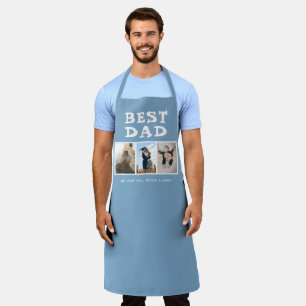 Best Dad Family 3 Photo Collage Keepsake Blue Apron