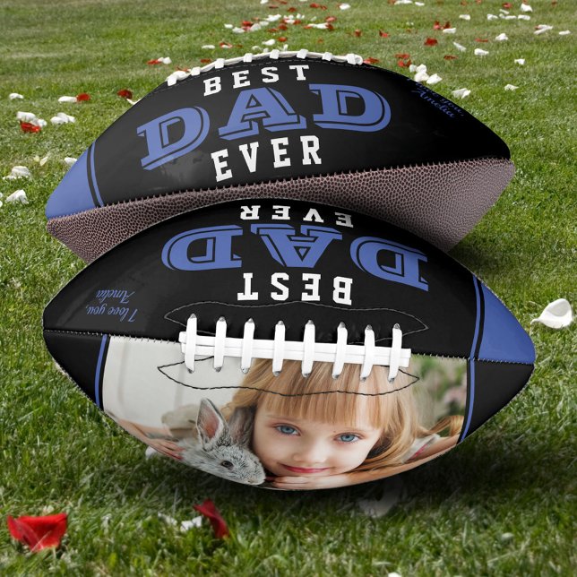 Best Dad Father Blue Typography Photo  Football (Creator Uploaded)