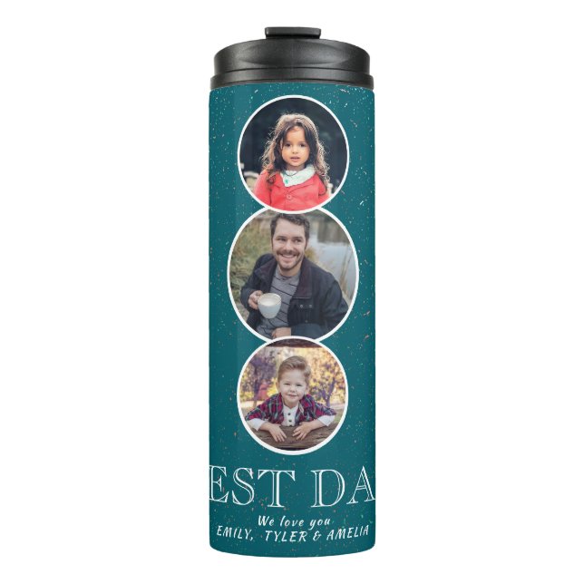 Best Dad Father`s Day 3 Oval Photo Collage Thermal Tumbler (Front)