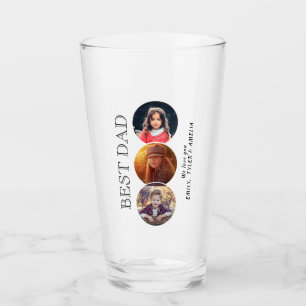 Best Dad Father`s Day 3 Photo Collage Glass