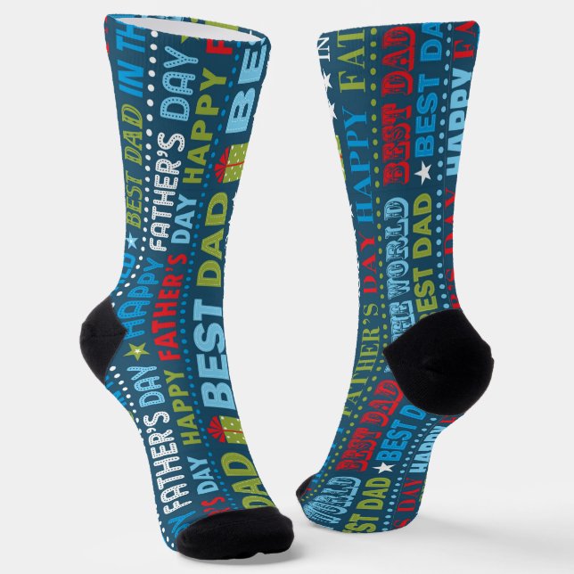 Best Dad ,Fathers Day Typography Pattern Socks (Angled)