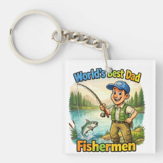 Best Dad Fisherman by the Lake Funny Gift Idea Keychain