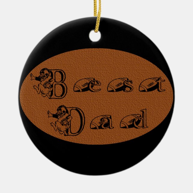 Best Dad Football Text Ceramic Ornament (Front)