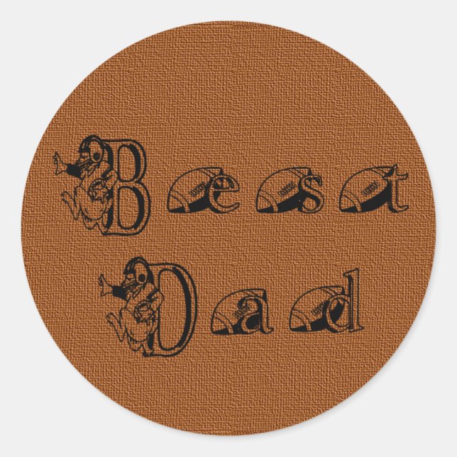 Best Dad Football Text Classic Round Sticker (Front)