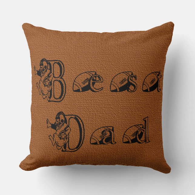 Best Dad Football Text Decorative Pillow (Front)