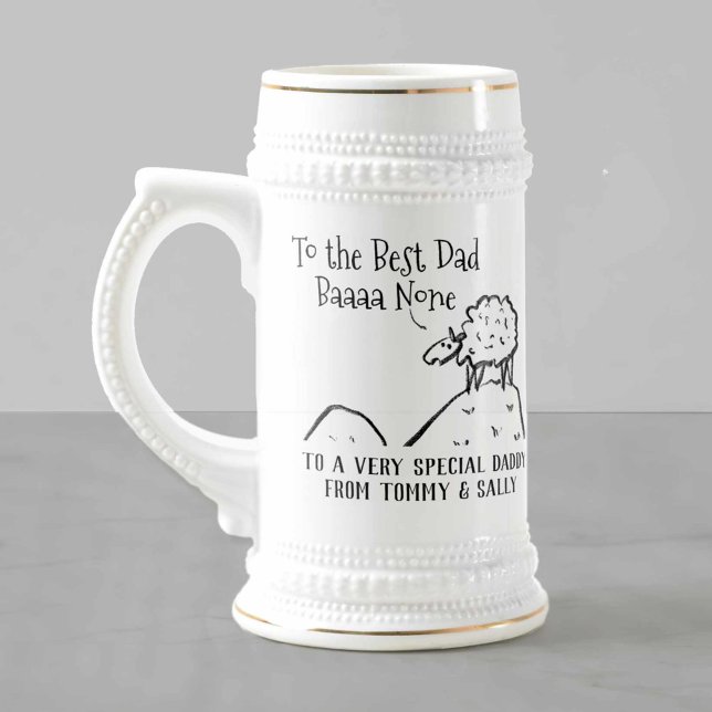 Best Dad Funny Sheep Saying a Pun Beer Stein (Creator Uploaded)