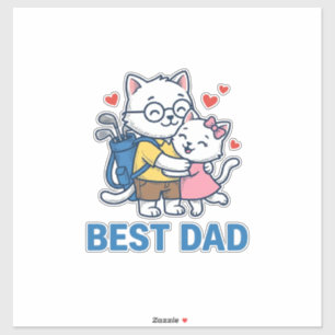 Best Dad Golf Cat Hug Cute Vector Design_1