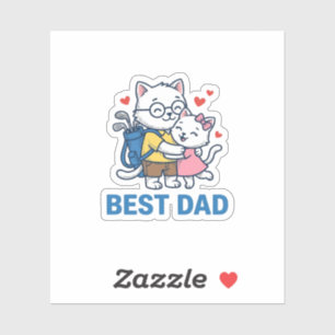 Best Dad Golf Cat Hug Cute Vector Design_1
