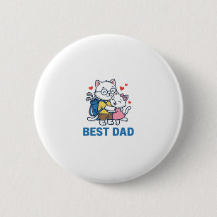 Best Dad Golf Cat Hug Cute Vector Design_1 2 Inch Round Button
