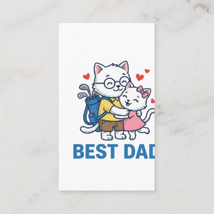 Best Dad Golf Cat Hug Cute Vector Design_1 Business Card